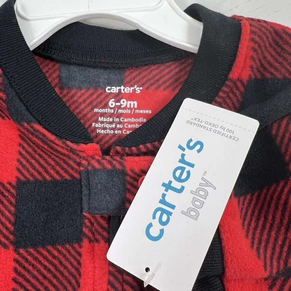 New Carter's Fleece Sleep Sack Blanket Sleeper Plaid Boy Girls Unisex 6-…